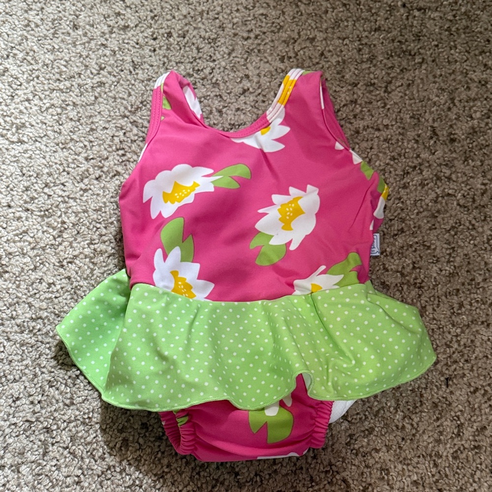 i play. Floral Pink and Green One Piece Swimsuit